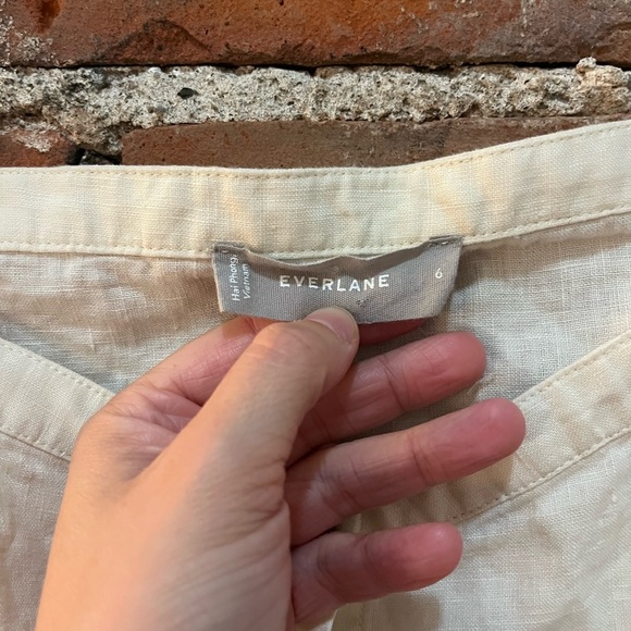 Everlane The Linen Picnic Top in Cream, size 6 - Picture 3 of 4